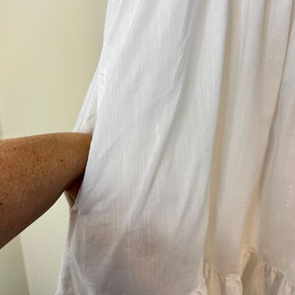 Knox Rose Baby Doll Dress Sz XL White with Embroidered Stripes Flutter Sleeves - Picture 4 of 6